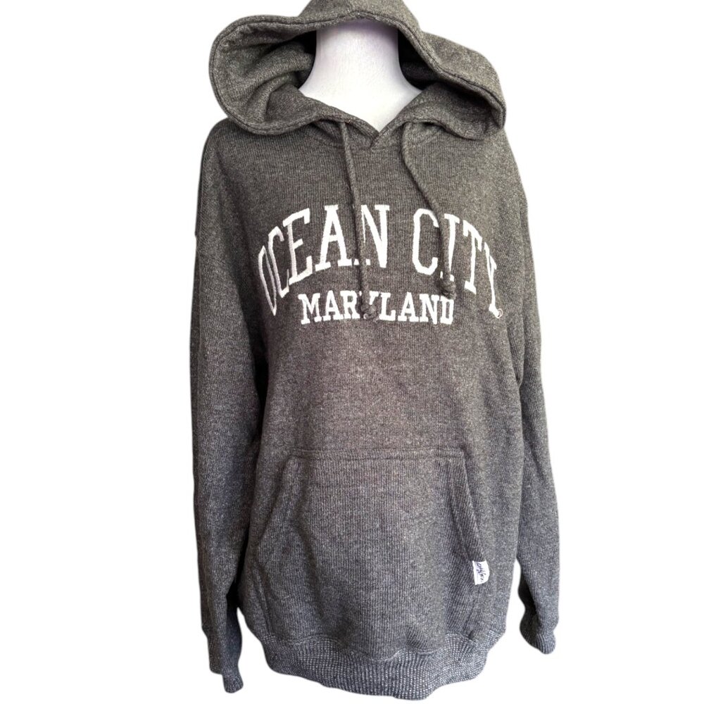 Surf Gear Ocean City Maryland fluffy Nantucket hoodie Gray‎ Unisex sz L NWT
